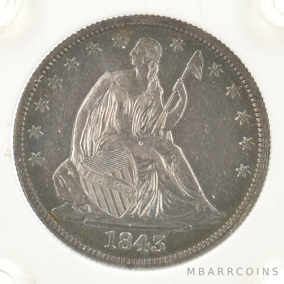 1843 Seated Liberty Half Dollar Beautiful Tone a5261