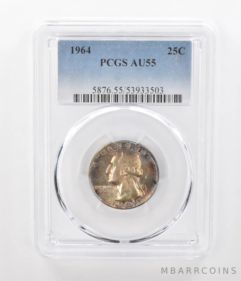 1964 Washington Quarter AU55 PCGS Beautiful Tone *1097