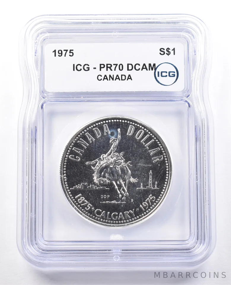 1975 Canada 1 Dollar Silver Calgary PR70 DCAM ICG