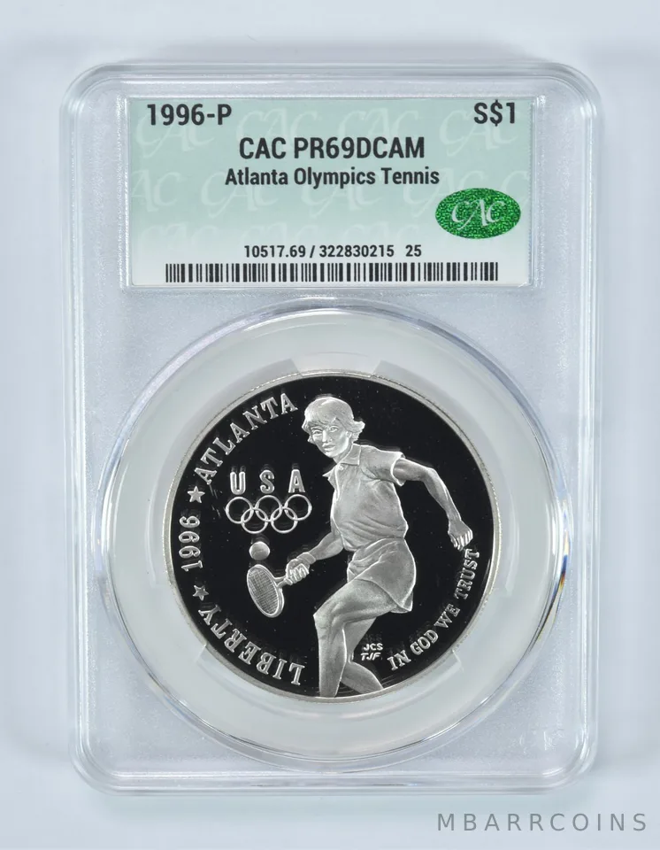 1996-P Olympic Tennis Commemorative Silver Dollar PR69 DCAM CAC CACg