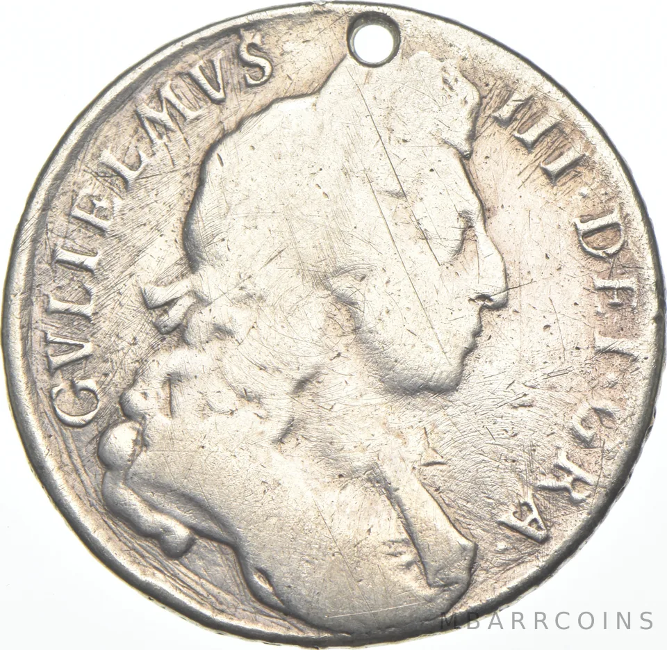 1697 United Kingdom 1/2 Crown Great Britain Holed *7925