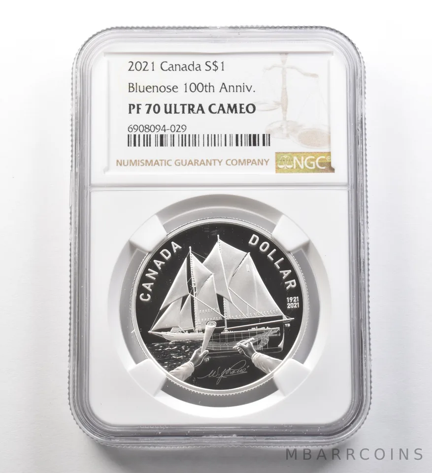 2021 Canada Silver Dollar Bluenose 100th Anniversary PF70 UCAM NGC a8273