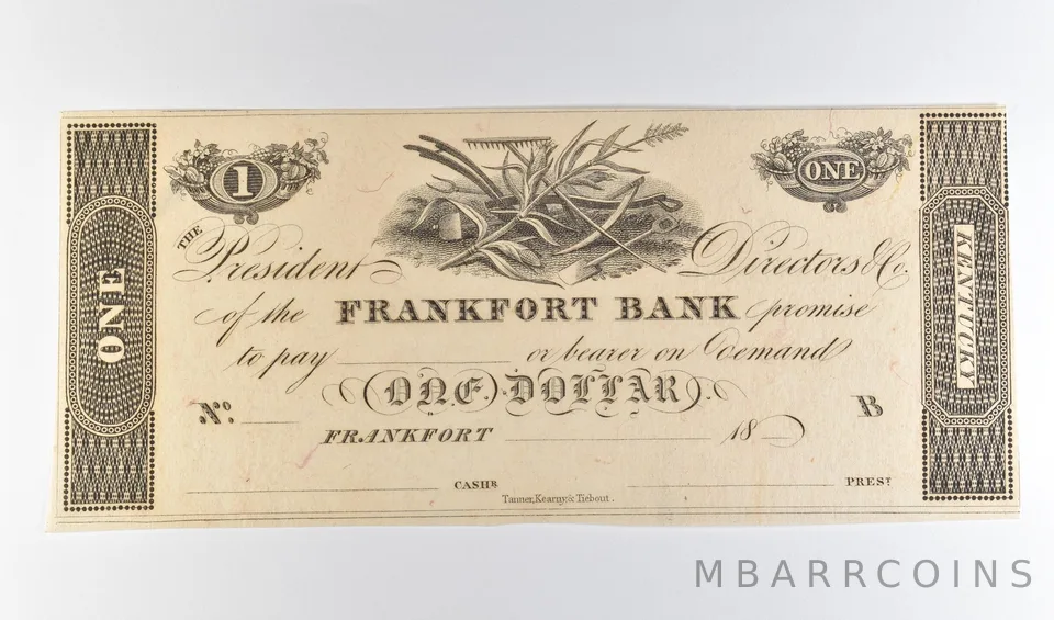 1800s $1 Frankfort Bank KT Obsolete Note *8675