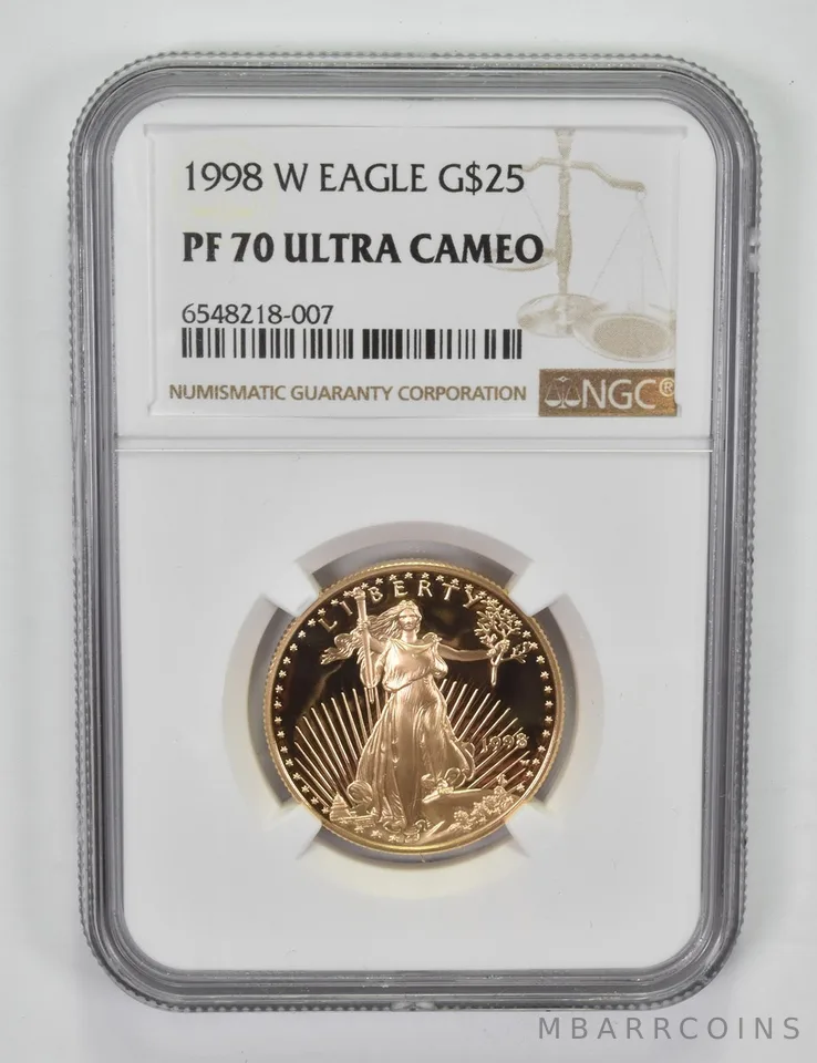 1998-W $25 American Gold Eagle 1/2 Oz Gold PF70 UCAM NGC