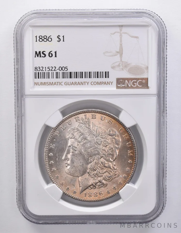 1886 Morgan Silver Dollar MS61 NGC Peripheral Tone *7157