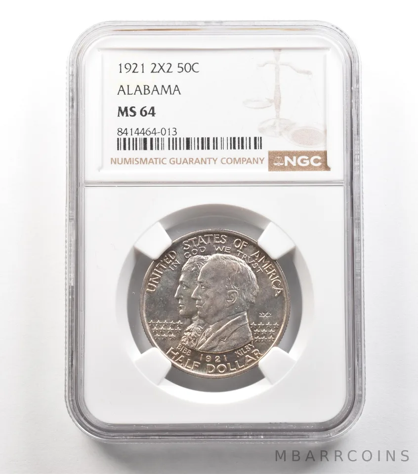 1921 Alabama Commemorative Half Dollar 2x2 MS64 NGC PQ a5308