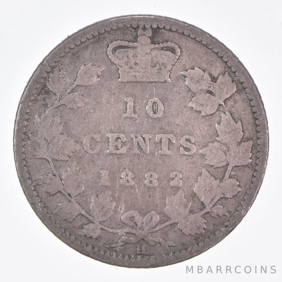 Better Date - 1882 Canada 10 Cents World Coin- Silver *085