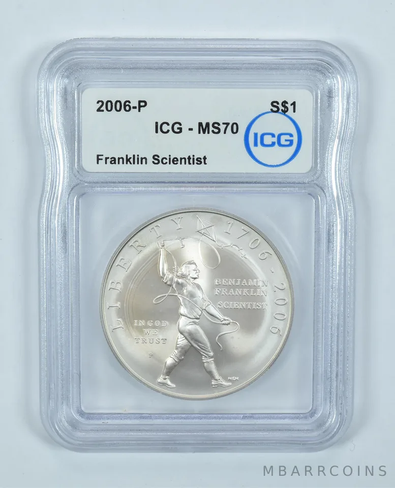 2006-P Franklin Scientist Commemorative Silver Dollar MS70 ICG