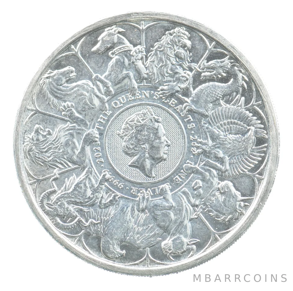 2021 Great Britain 5 Pounds Silver The Queen's Beasts 2 Oz Silver *1986