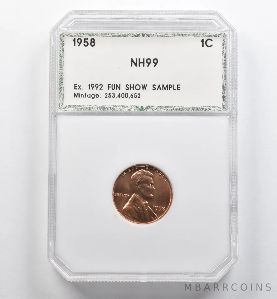1958 Lincoln Wheat Cent 1992 Fun Show Sample NH99 PCI *9069