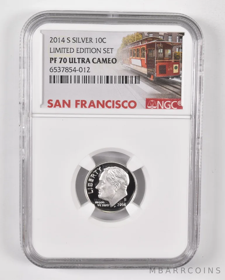 2014-S Silver PF70 UCam Roosevelt Dime NGC Limited Edition SF Lbl