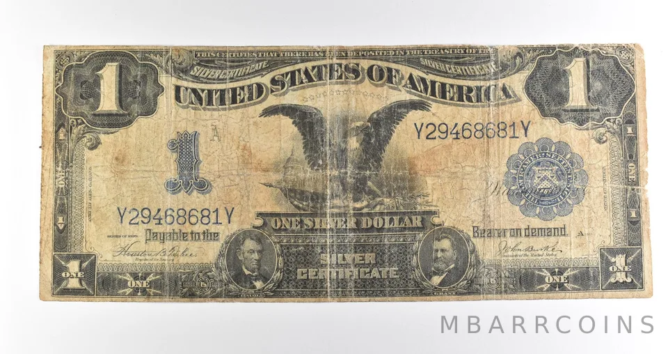 1899 $1 Silver Certificate Black Eagle Blue Seal Large Note *4508