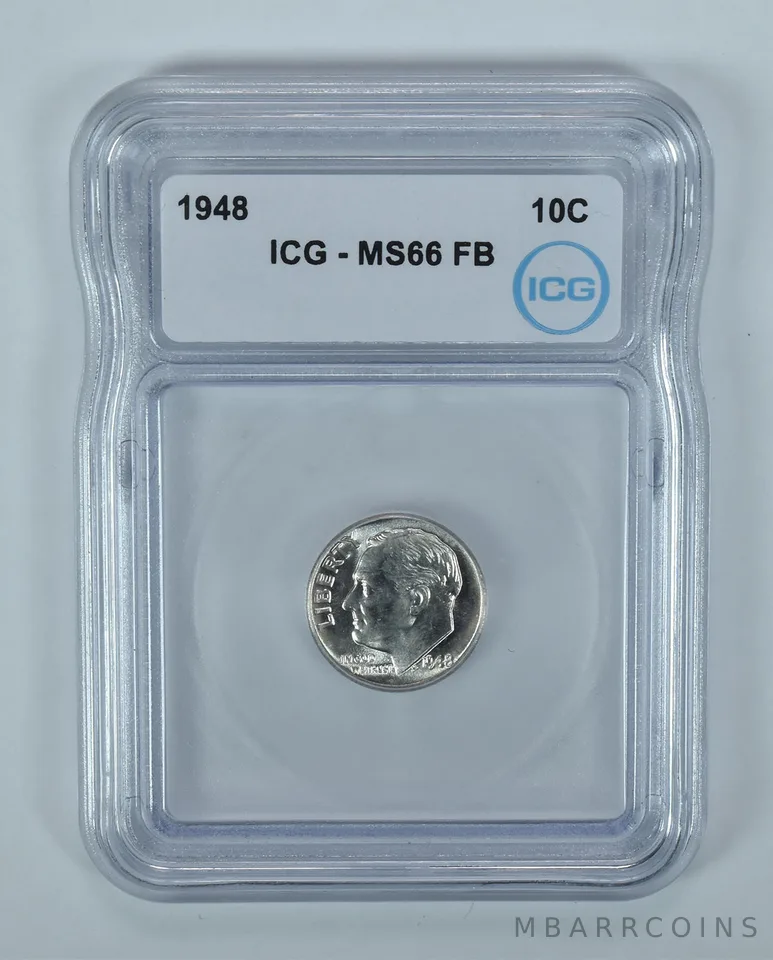 1948 Roosevelt Dime MS66 FB ICG