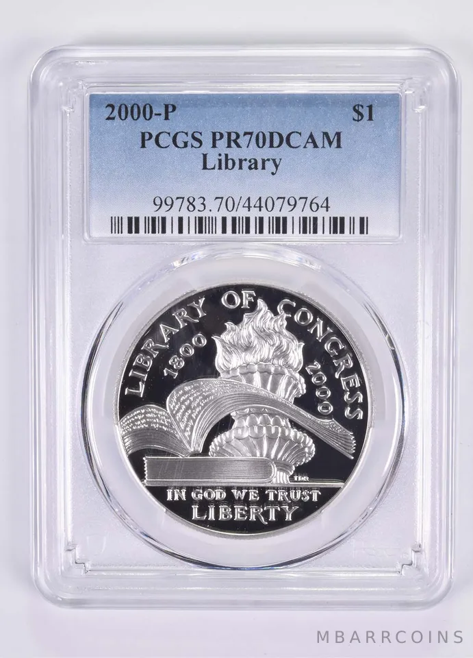 2000-P Library of Congress Commemorative Dollar PR70 PCGS Blue Label