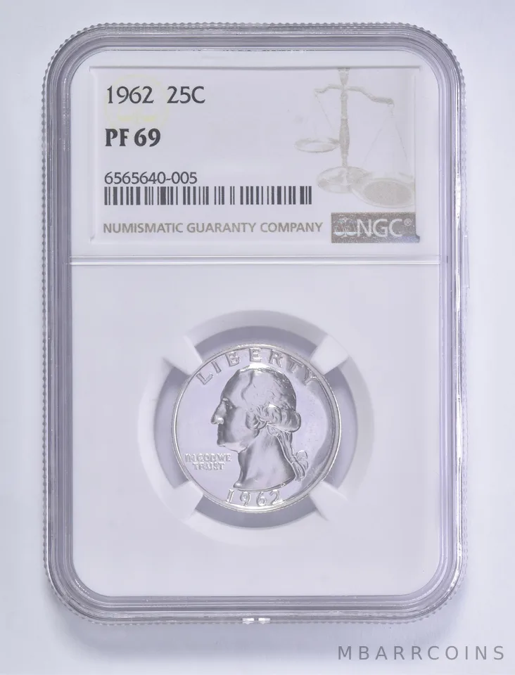 1962 Washington Quarter PF69 NGC Brown Lbl