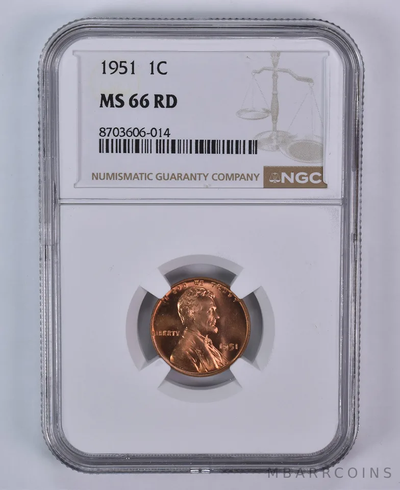 1951 Lincoln Wheat Cent MS66 RD NGC Brown Label