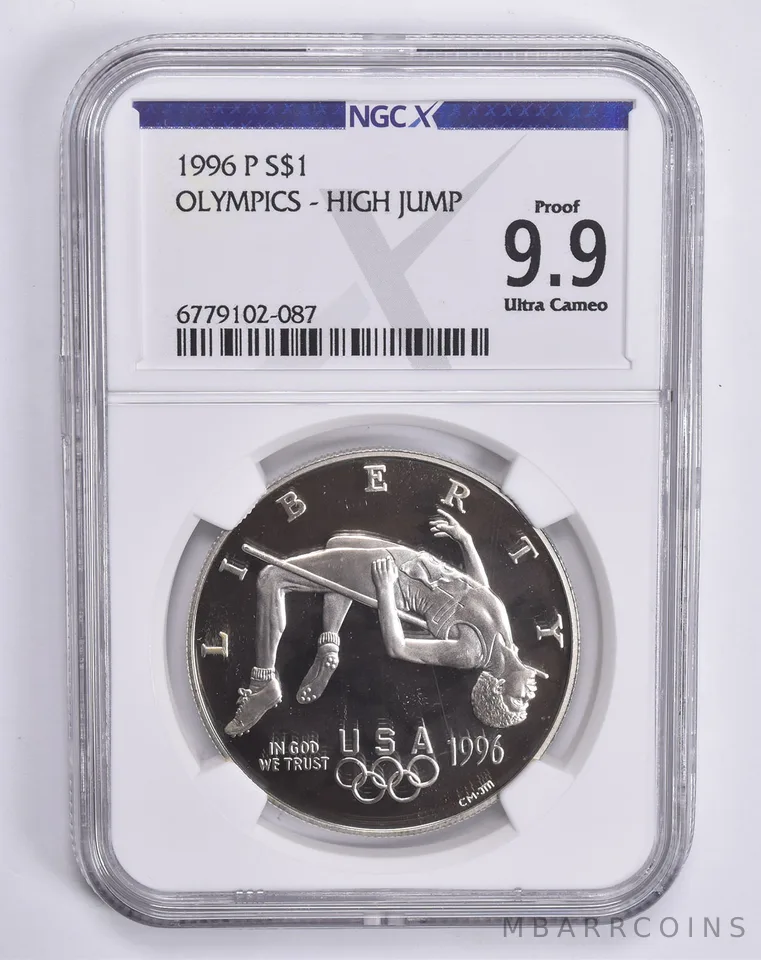 1996-P Olympic High Jump Commemorative Dollar Proof 9.9 UCam NGC X NGCX