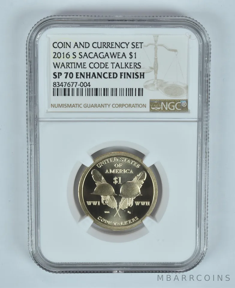 2016-S Sacagawea $1 Wartime Code Talkers Coin & Currency SP70 Enhanced NGC