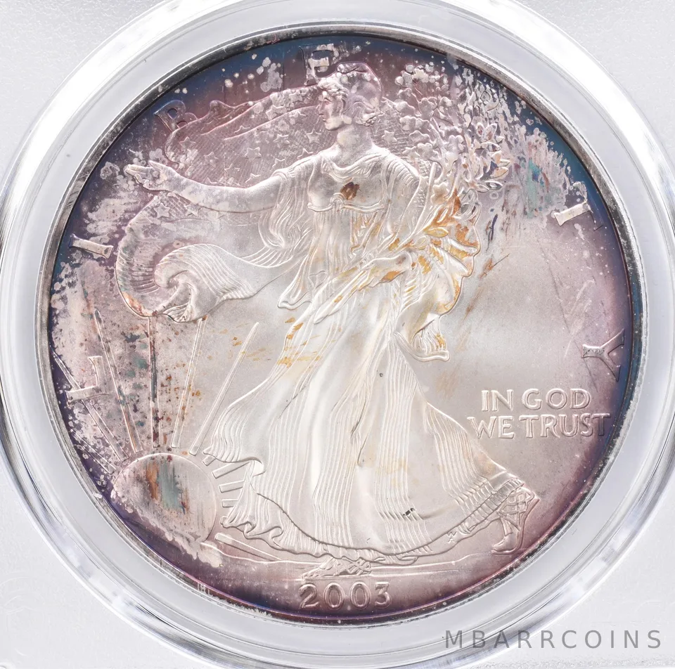 2003 American Silver Eagle MS68 PCGS Beautiful Tone *1302