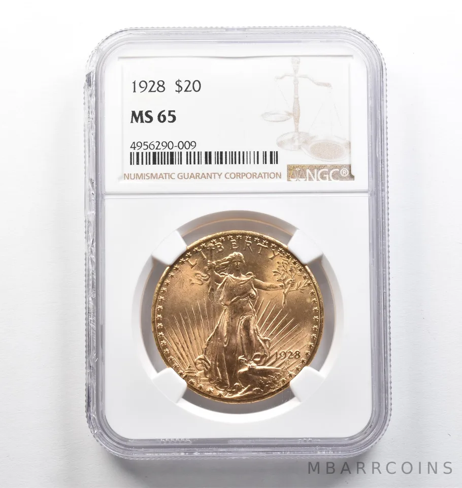 1928 $20 Saint Gaudens Gold Double Eagle MS65 NGC *9447
