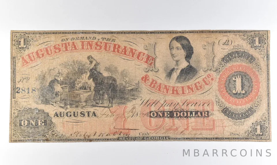 1861 $1 Augusta GA Augusta Insurance & Banking Co Obsolete Note *8319