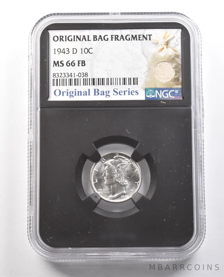1943-D Mercury Dime Original Bag Fragment MS66 FB NGC a6134