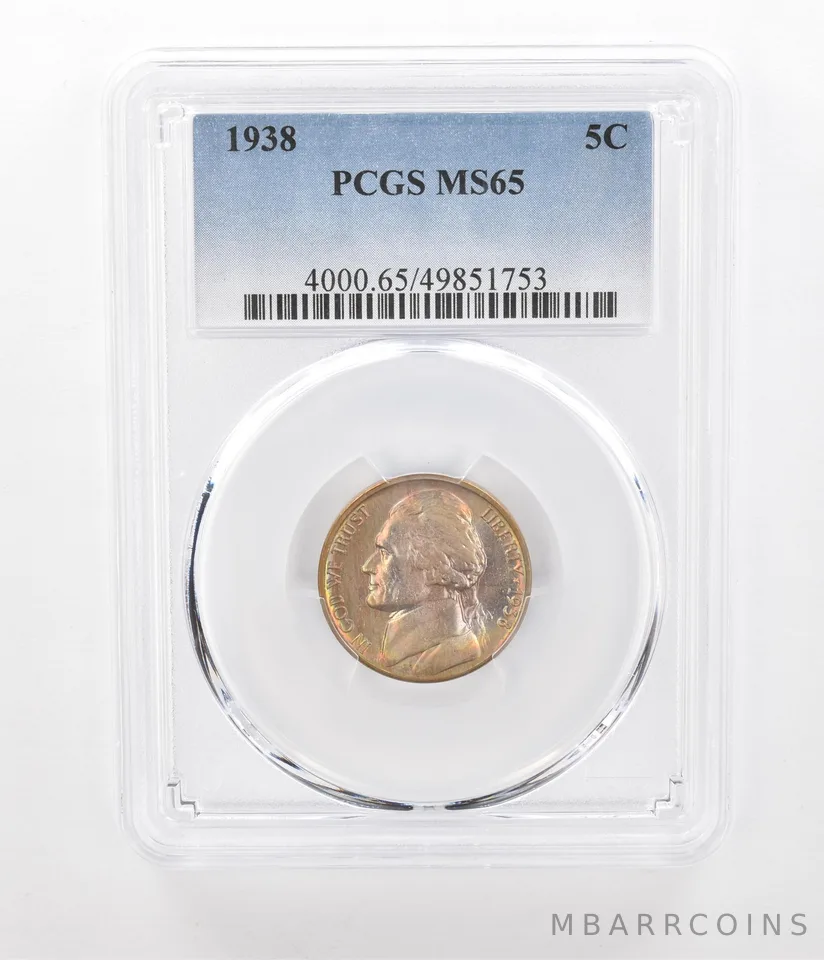 1938 Jefferson Nickel MS65 PCGS Beautiful Tone *2392