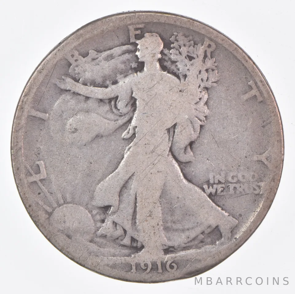 1916-P Walking Liberty Half Dollar CIRC G+ 90% Silver