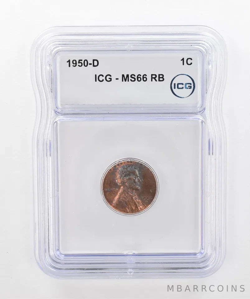 1950-D Lincoln Wheat Cent MS66 RB ICG Beautiful Tone *2909