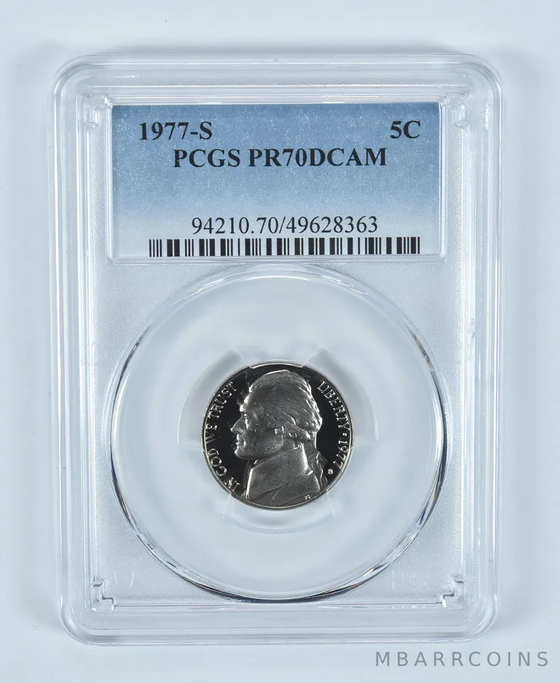 1977-S Jefferson Nickel PR70 DCAM PCGS Blue Label
