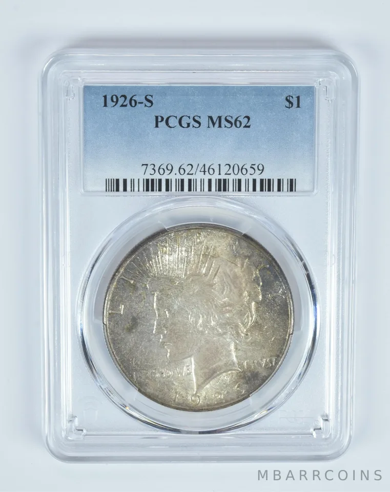 MS62 1926-S Peace Silver Dollar PCGS - Insane Tone *9414