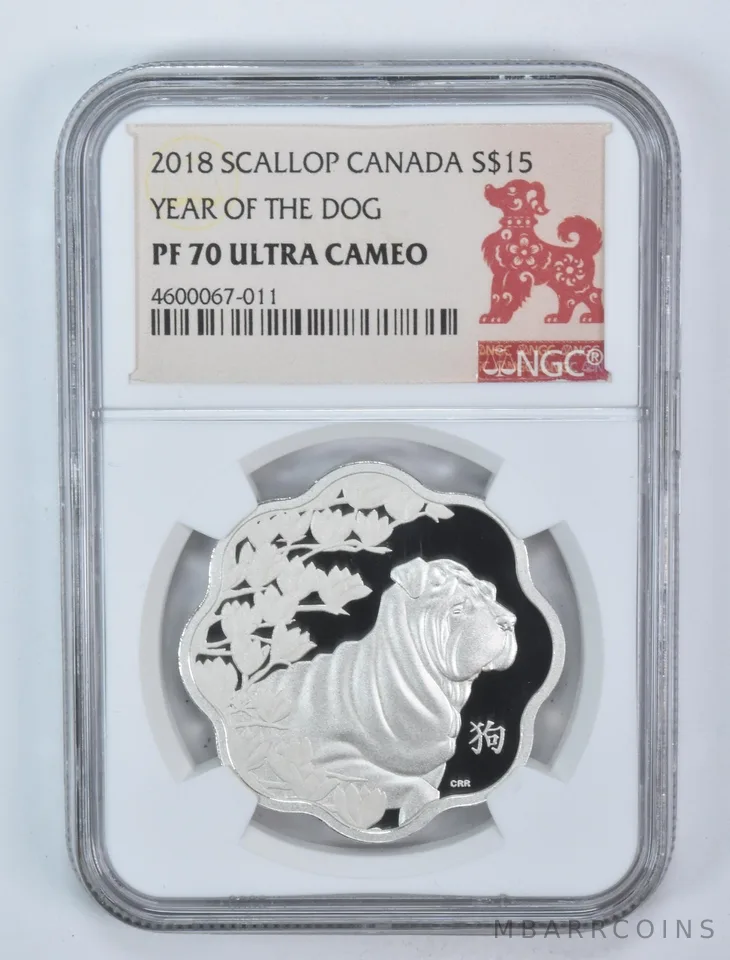 2018 Canada 15 Dollars Silver Scallop Year Of The Dog PF70 UCAM NGC a5944
