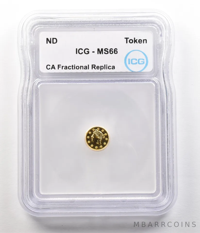 ND California Fractional Gold Token Liberty Head 1/4 Dollar MS66 ICG a4920
