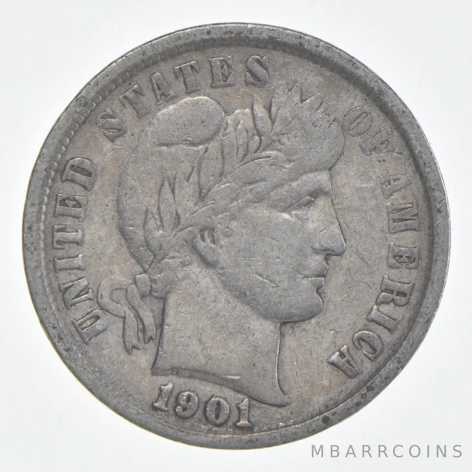 1901 (P) Barber Dime 90% Silver FINE Condition
