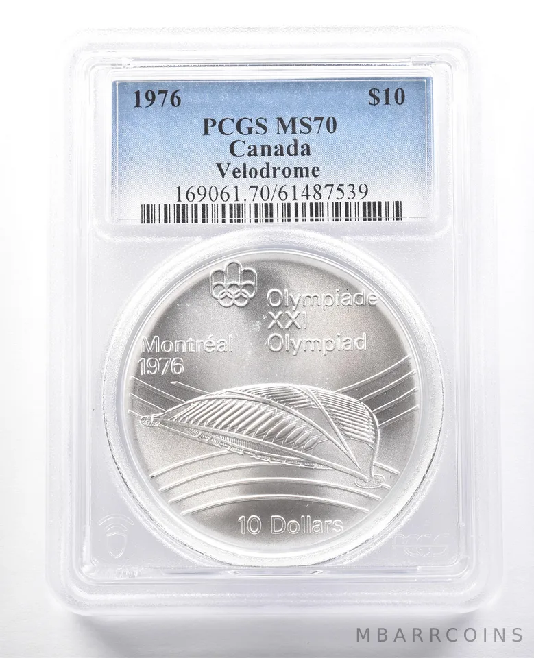 1976 Canada 10 Dollars Silver Montreal Olympics Velodrome MS70 PCGS