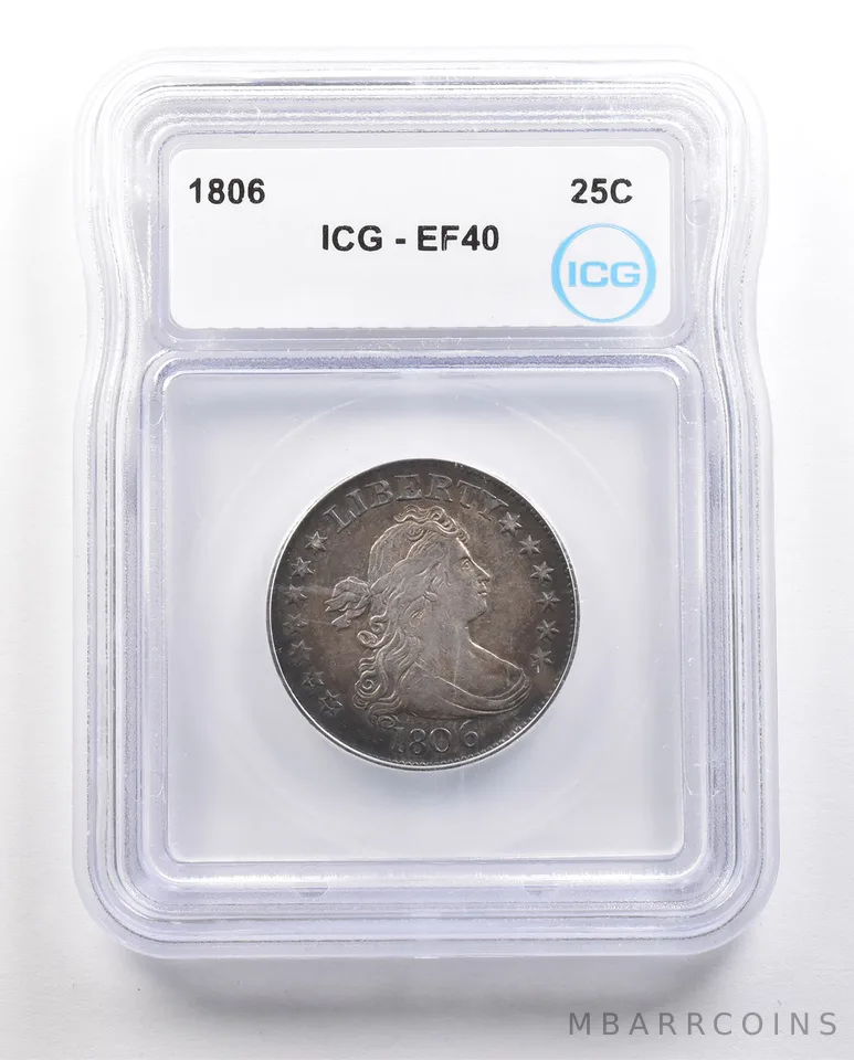 1806 Draped Bust Quarter EF40 ICG *6439