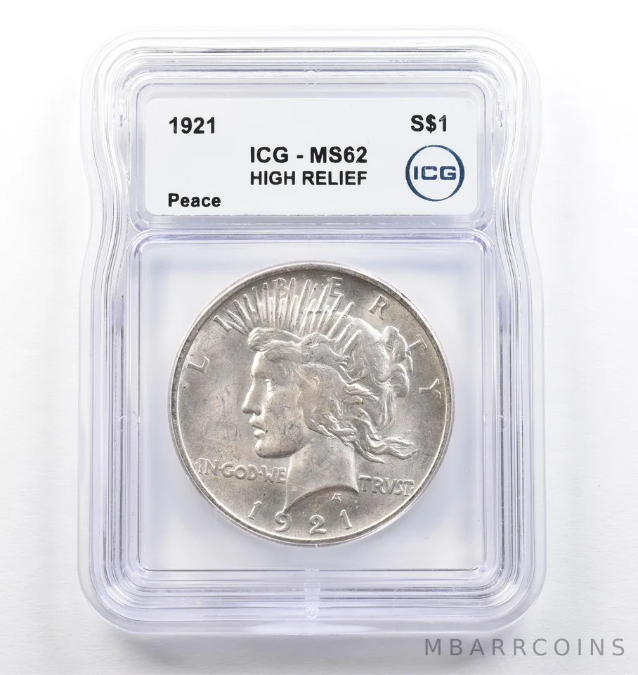 1921 Peace Silver Dollar High Relief MS62 ICG *0743