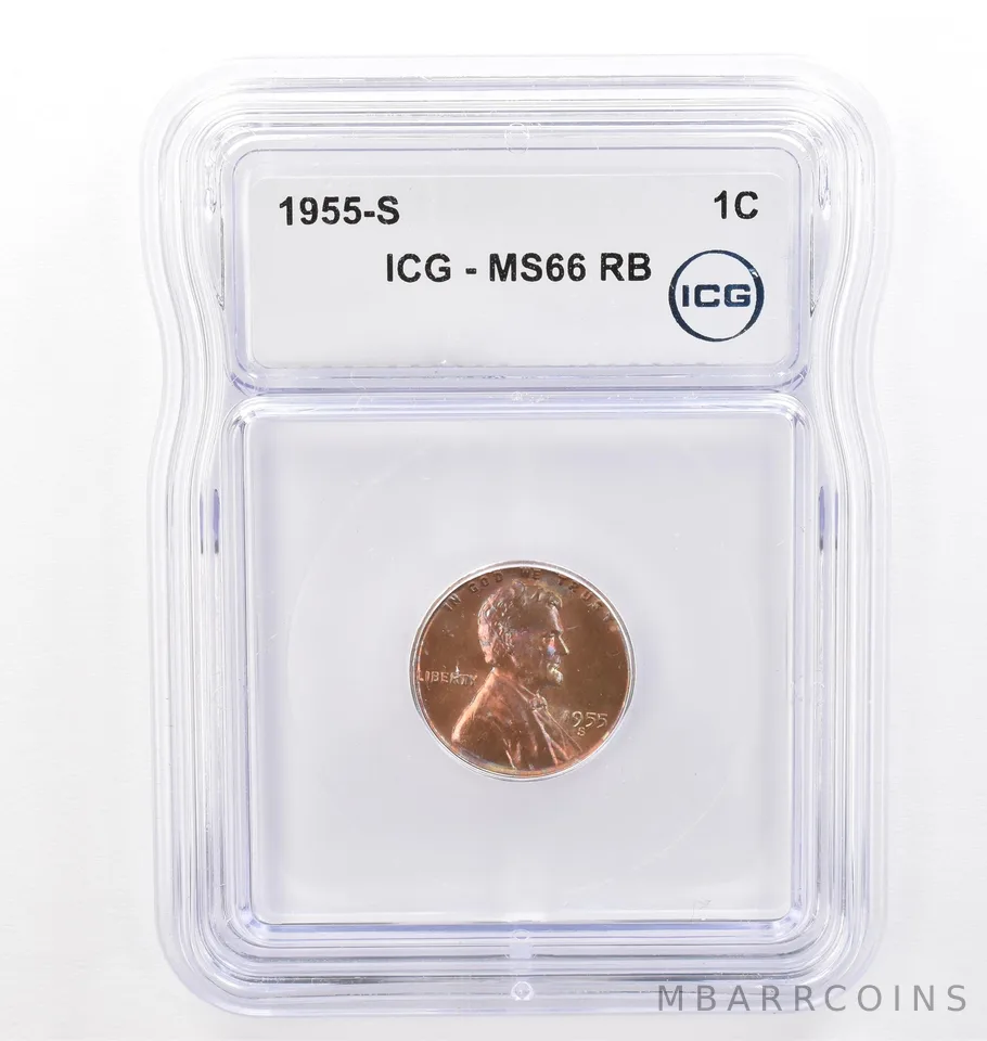 1955-S Lincoln Wheat Cent MS66 RB ICG Beautiful Tone *7712