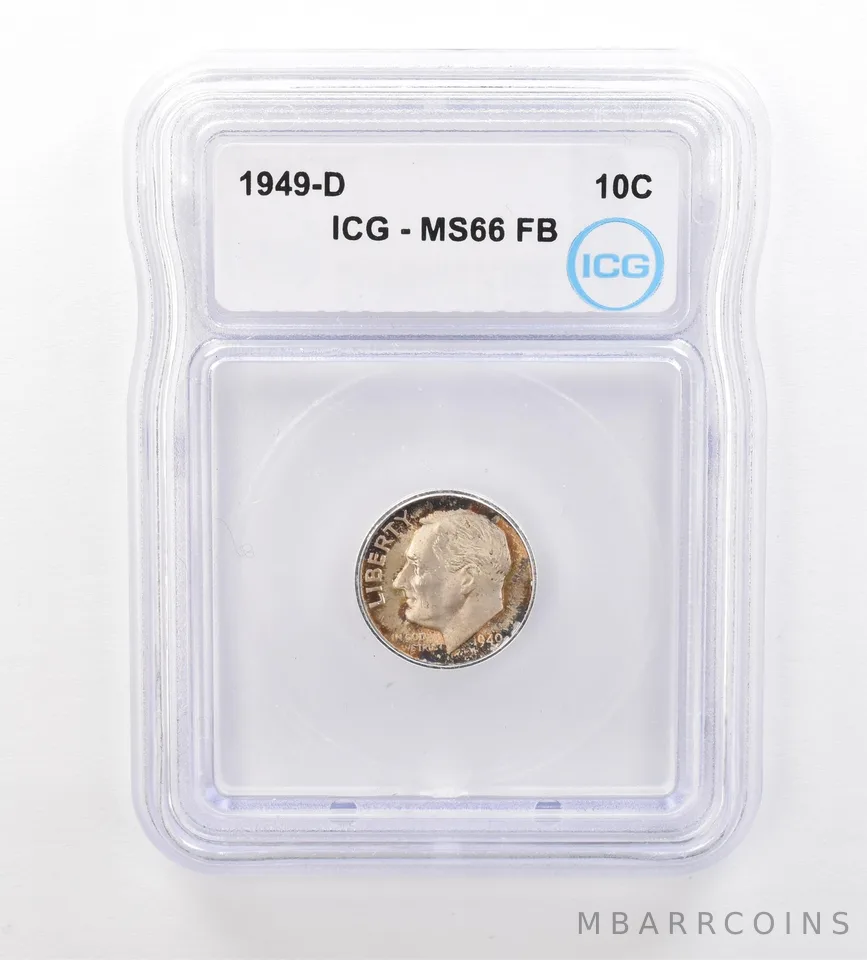 1949-D Roosevelt Dime MS66 FB ICG Beautiful Tone *7527