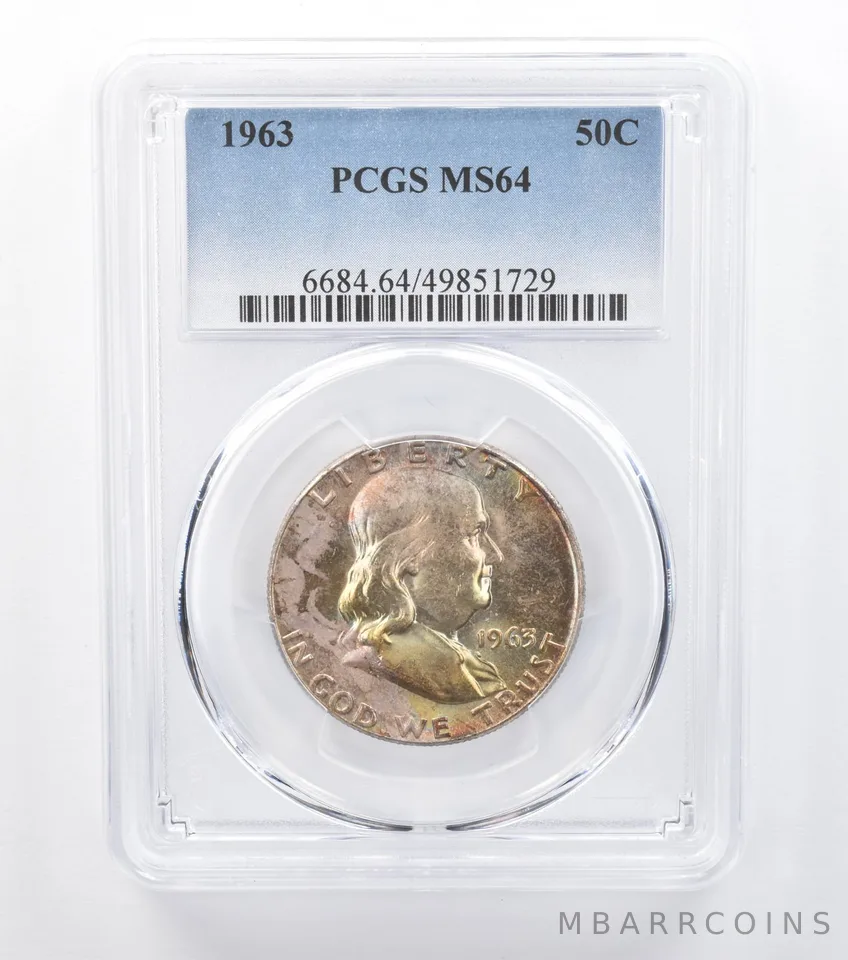 1963 Franklin Half Dollar MS64 PCGS Beautiful Tone a7750