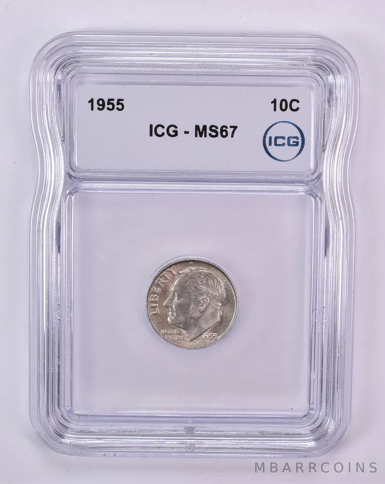 1955 Roosevelt Dime MS67 ICG