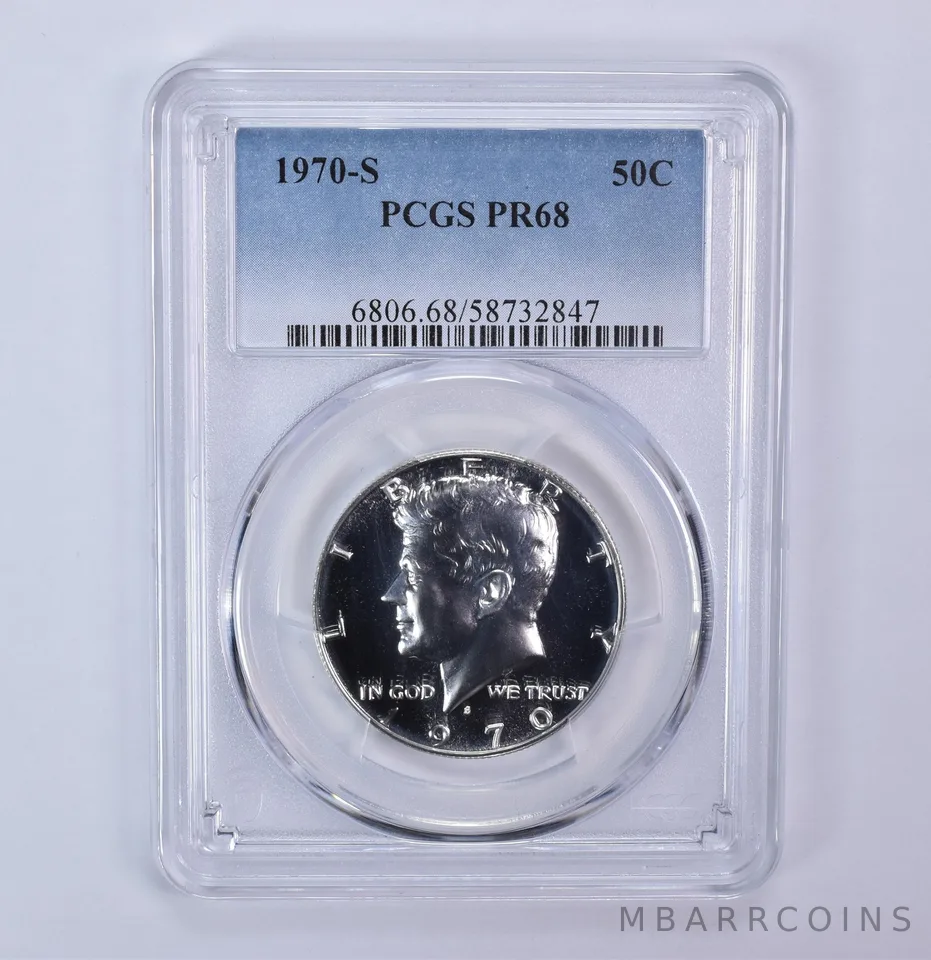 1970-S Kennedy Half Dollar PR68 PCGS Blue Label