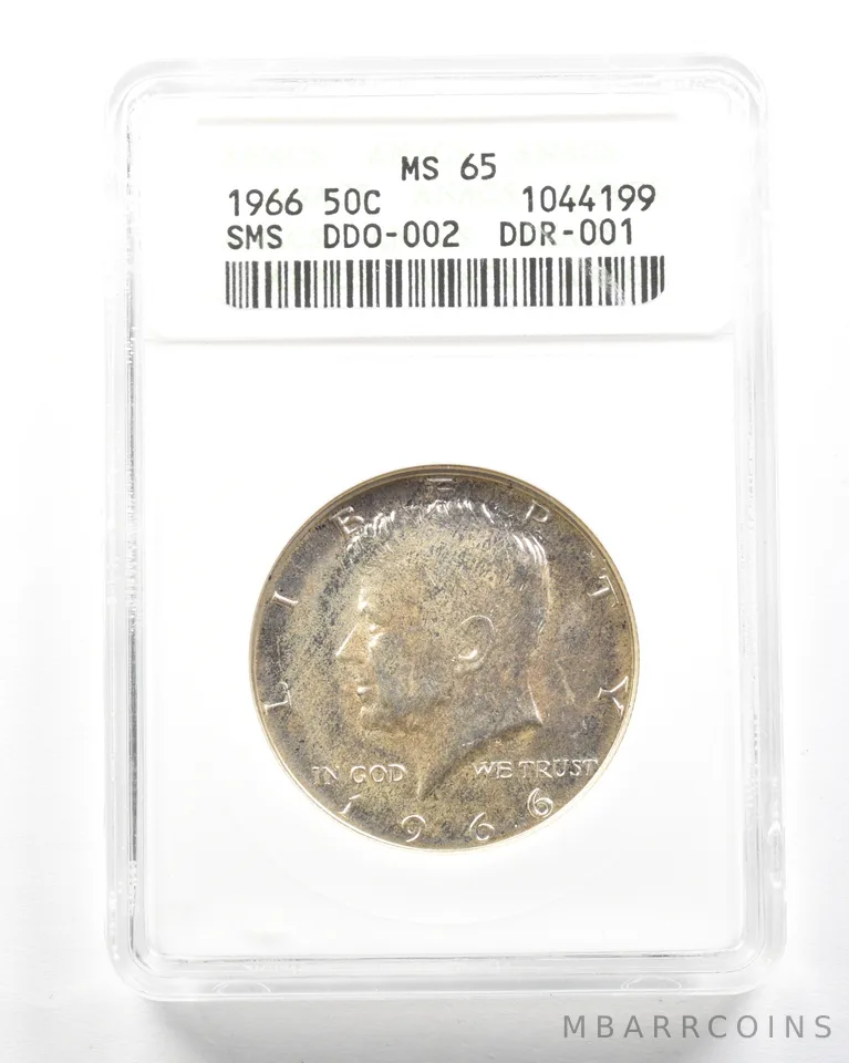 1966 Kennedy Half Dollar SMS DDO-002 DDR-001 MS65 ANACS *2037