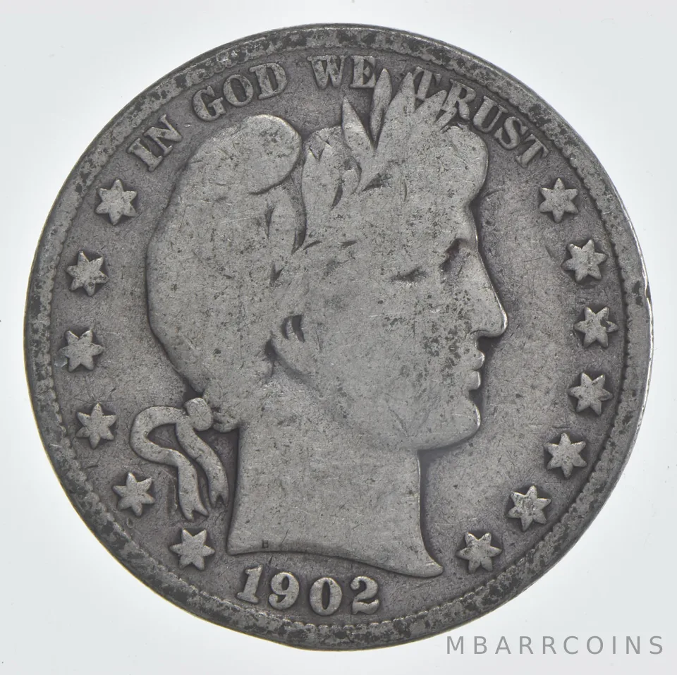 1902-S Barber Half Dollar 90% Silver VG Condition