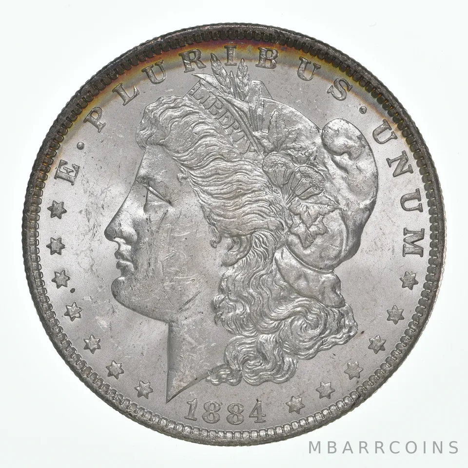 1884-O Morgan Silver Dollar Rainbow Toned a4374