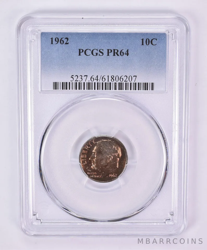 1962 Roosevelt Dime PR64 PCGS Beautiful Tone *1113