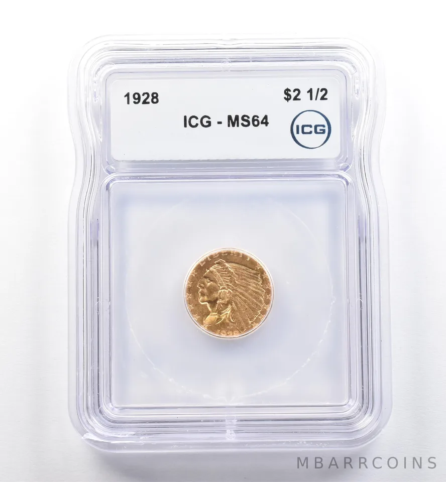1928 $2.50 Indian Head Gold Quarter Eagle MS64 ICG *0284