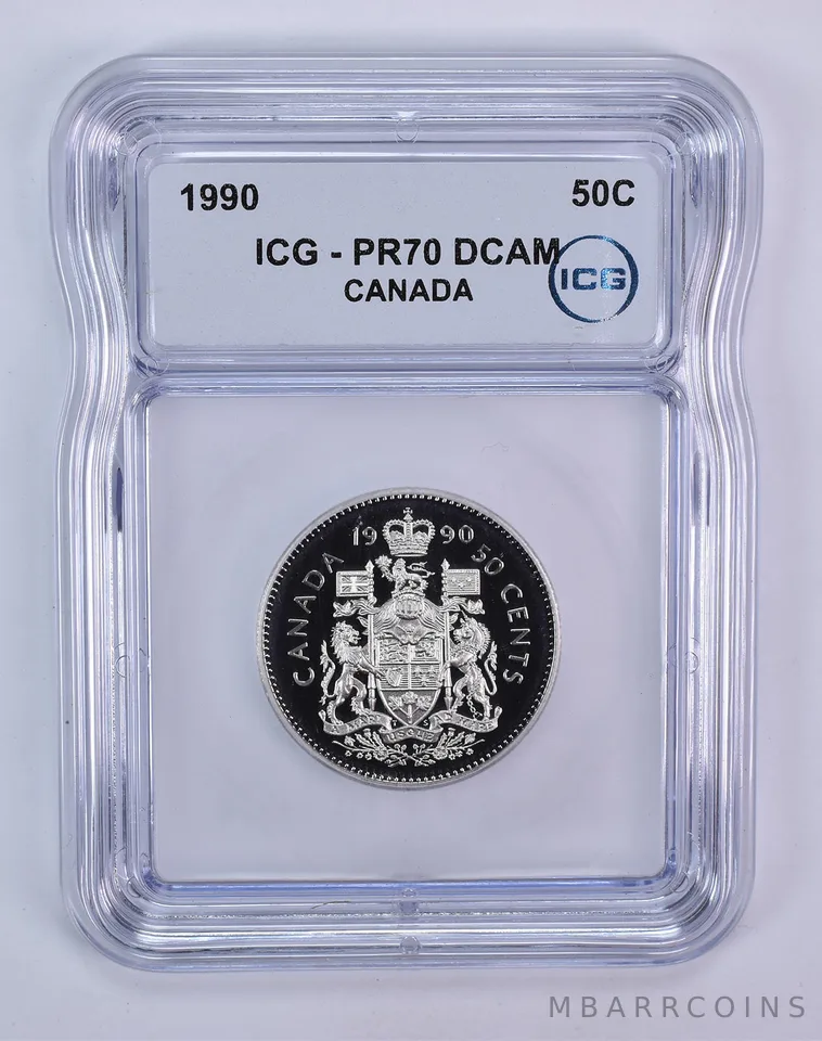 1990 Canada 50 Cents PR70 DCAM ICG
