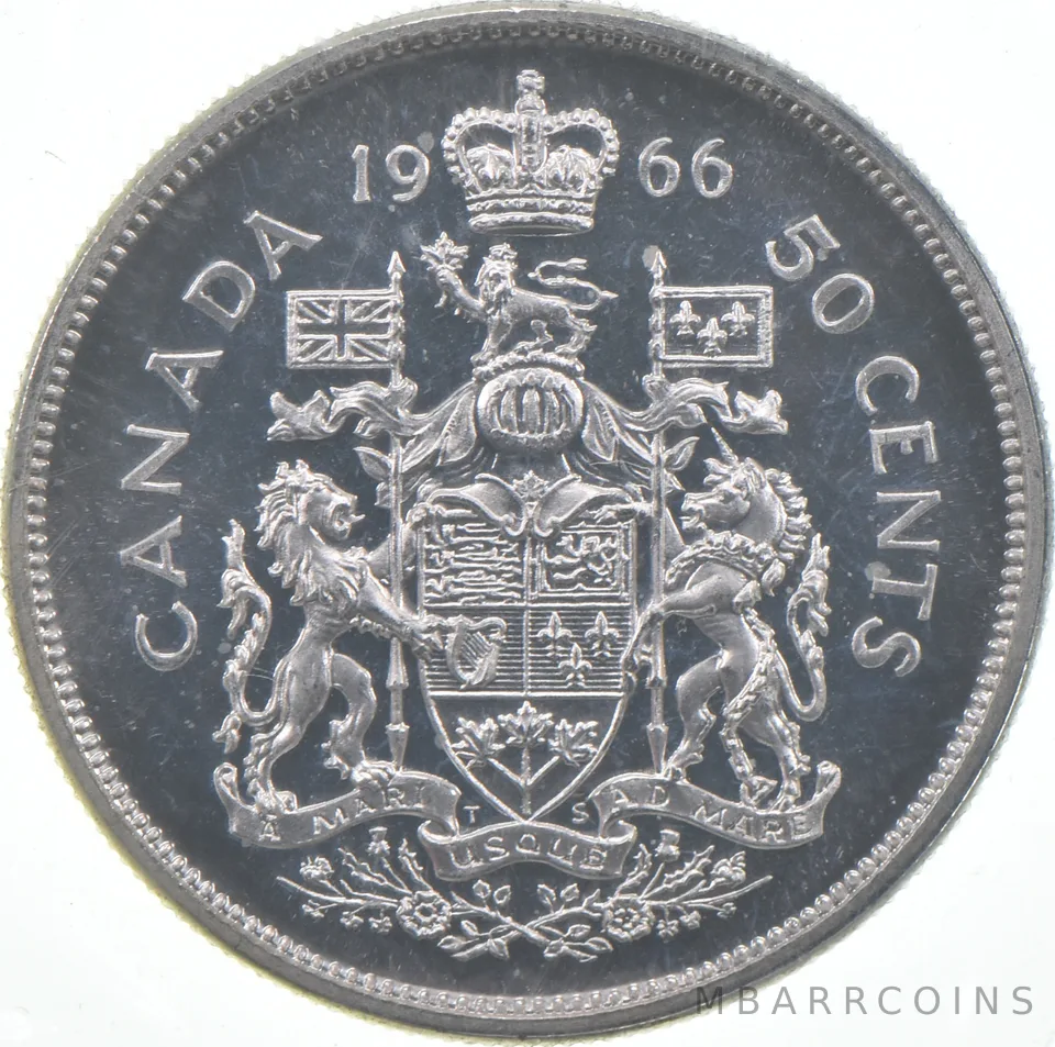 1966 Canada Half Dollar Prooflike In Cello 80% Silver