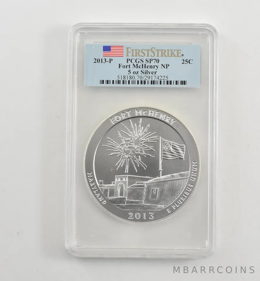 2013-P 5 Oz Silver Quarter America The Beautiful Fort McHenry SP70 PCGS *1711